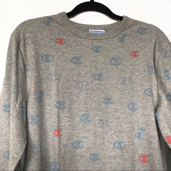 NWT Champion Gray Heritage Tee All Over Logo - Picture 8 of 8